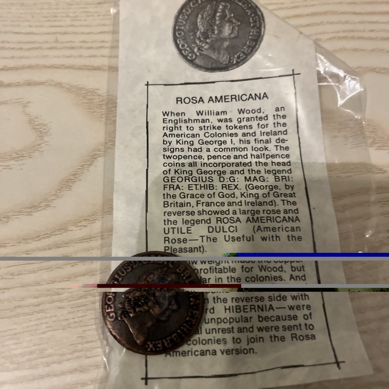 1723 Rosa Americana Colonial Copper Penny Coin By William Wood