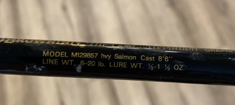 De colección Browning Gold Medallion caña de pescar grafito 8’6” M129857 salmón 8-20 LWT Foto 3 de 4