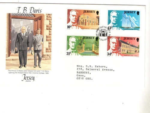 1985 JERSEY - T.B DAVIS FDC FROM COLLECTION N36