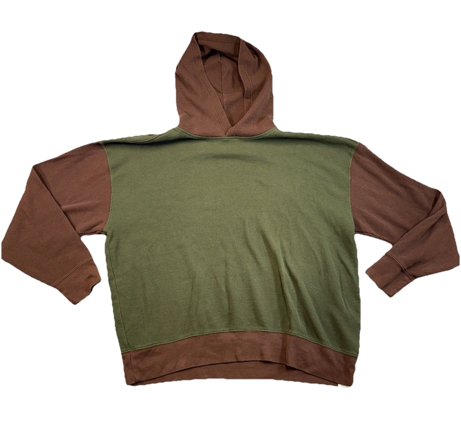 Levi's Hooded Thermal Shirt Relaxed Men's Large Green Brown Pullover Normcore