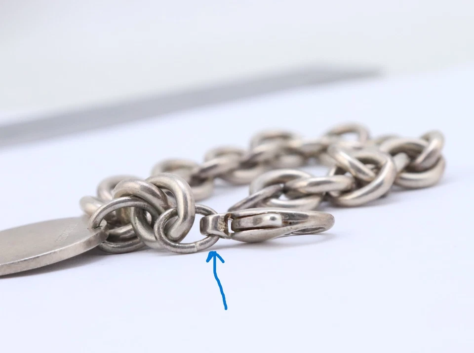 7.5" Sterling Silver 925 Tiffany & Co 10mm Rolo Link Chain Charm Bracelet ID Tag - Image 3 of 4