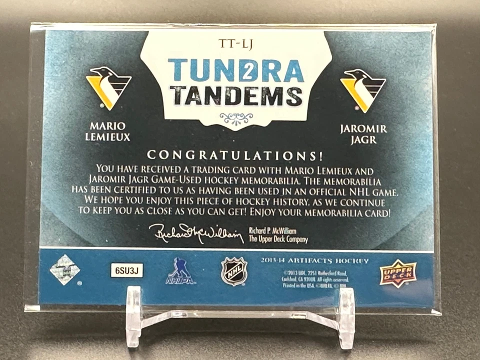 2013-14 Upper Deck Artifacts #TT-LJ Lemieux Jagr MEM Pittsburgh Penguins - Image 2 of 2