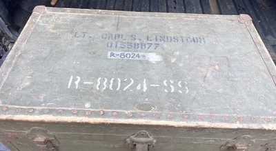 US ARMY WWII Military Footlocker / Trunk Lt. Carl S. Lindstrom