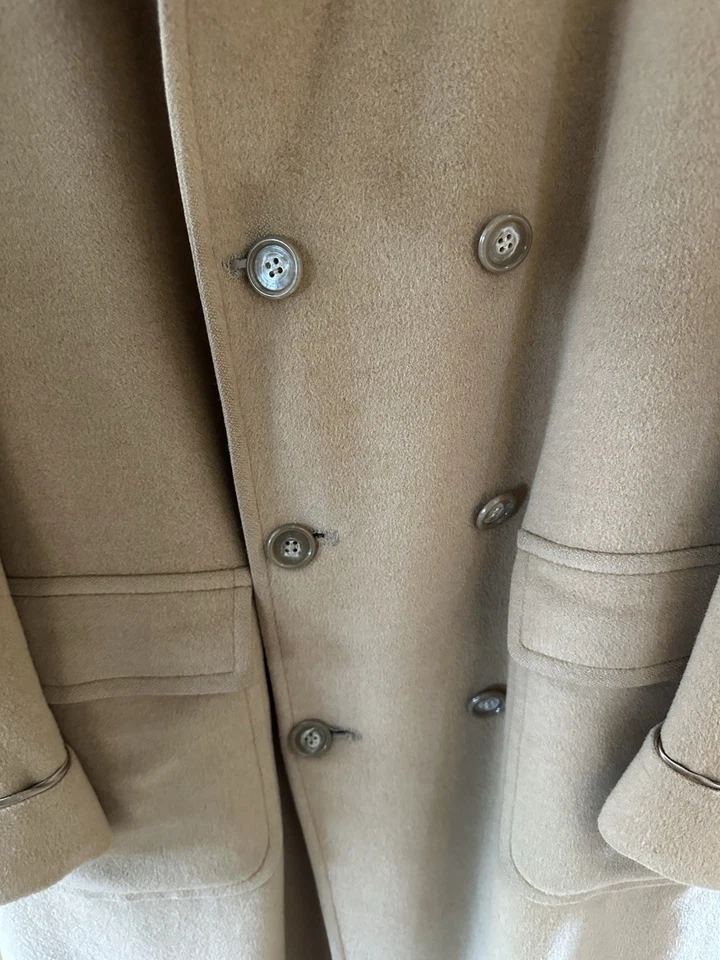 Vintage Peter Daniel Men’s 100% Camel Hair  Double Breasted 44R Long Overcoat - Image 2 of 4