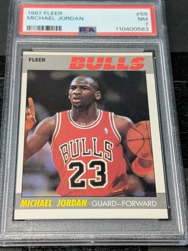 1987 FLEER #59 MICHAEL JORDAN PSA 7 NM Chicago Bulls Nice Card!