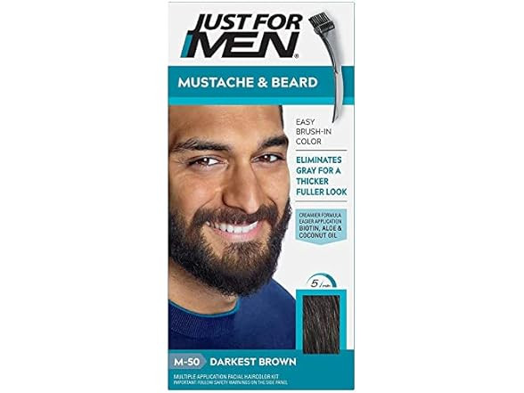 Just For Men Mustache & Beard #M-50 Darkest Brown Color Gel 2 Count (Pack of 1)