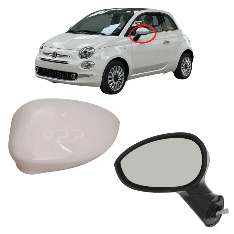 Espejo retrovisor de puerta eléctrico pintado blanco blanco 268/A para Fiat 500 2008-2017 Foto 3 de 4