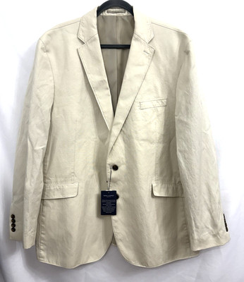 NWT Brook Taverner Hemsworth Linen Cotton Blend Beige Blazer Jacket Mens 48R