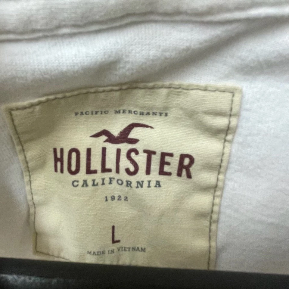 Hollister Hombre Grande Manga Larga Blanco Pullover Camiseta con Capucha Playa Informal Foto 3 de 4