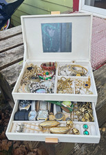 Vintage Estate Gold Tone and Silver Tone Jewelry Lot w/ Sterling Silver