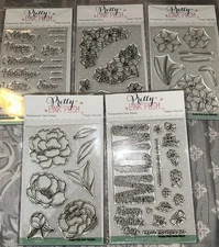 Pretty Pink Posh Photopolymer Clear Stamps Lot Of 5 New Sealed