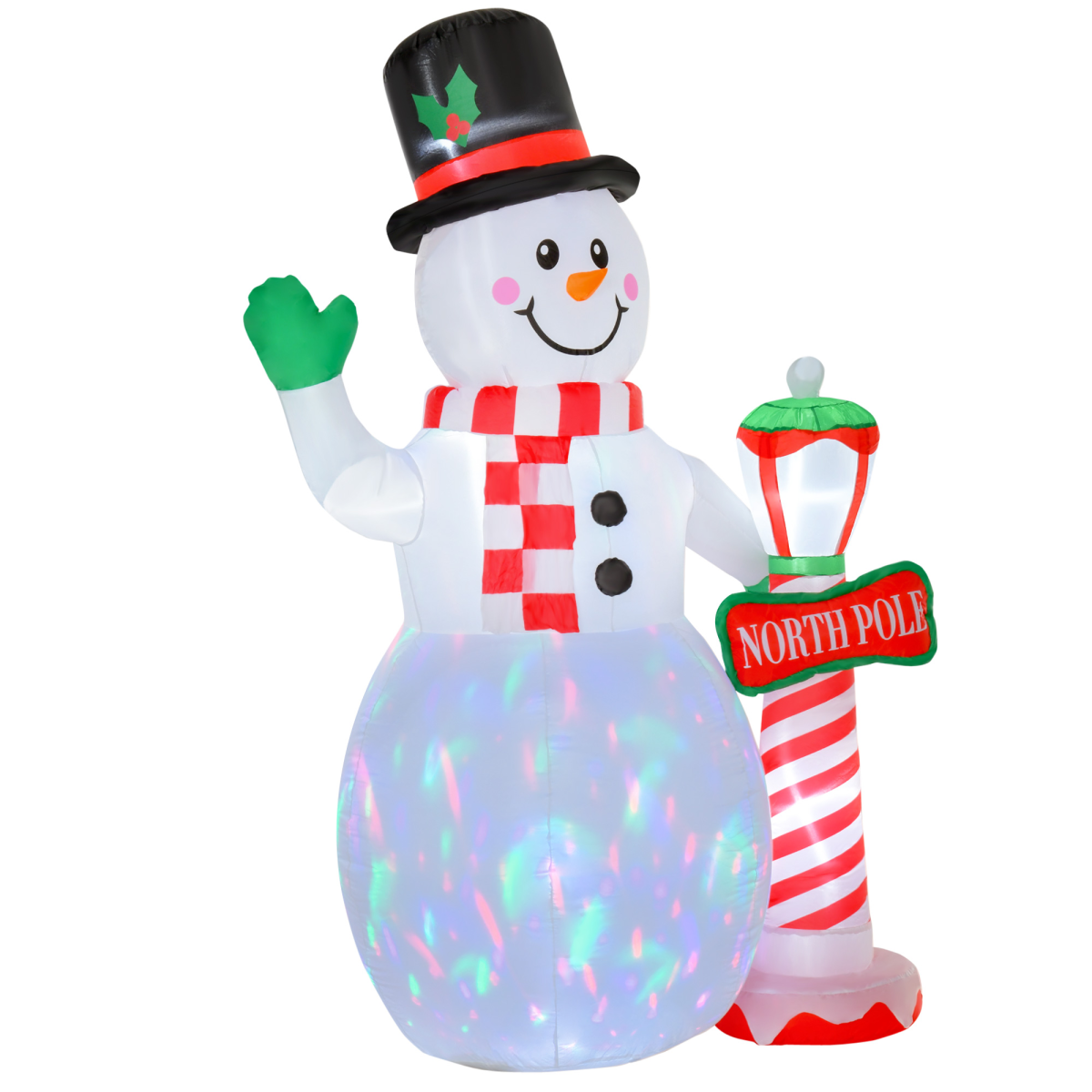 Homcom Light 8Ft Christmas Inflatable Snowman With Street Lamp Ed Decoration - Image 2