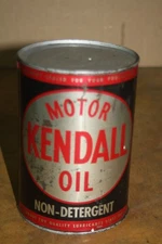Vintage Full Kendall 10 W Non Detergent Motor Oil Full Quart Can