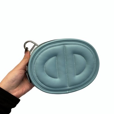 HERMES Macaron Blue Pig Nose Waist Pack with Beef Oil Fruit Green Used