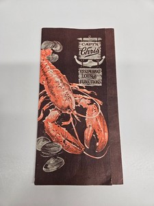 Capt'n Chris' Seafood Restaurant Vintage Menu Lobster Haverhill, Massachusetts