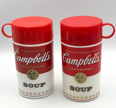 LOT 2 Campbell Soup CanTainer Thermos 11.5oz Insulated Cup/Mug VTG 1998 2010 NEW