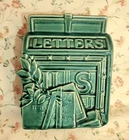 McCoy Mailbox Wall Pocket/ Letter Holder Vintage 1951 Green Raised Signature
