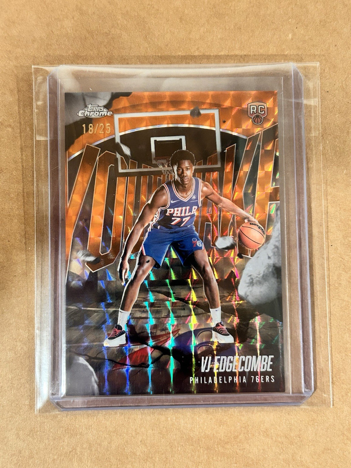 2025/26 Topps Chrome VJ Edgecombe Youthquake Orange Geometric Refactor RC /25