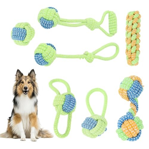 Rope training toys jouet pour chien indestructible lot de 7 cordes à nœuds