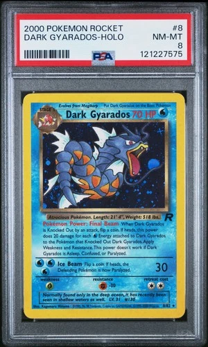 2000 POKEMON ROCKET #8 DARK GYARADOS-HOLO PSA 8