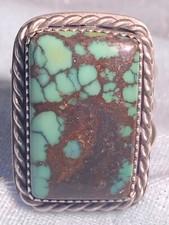 Classic Southwestern Natural Spider Web Turquoise Ring, Sterling, 7-1/2