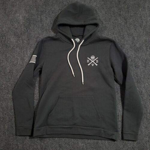 Felpa con cappuccio uomo RWB rosso bianco blu abbigliamento media logo bandiera americana grigia
