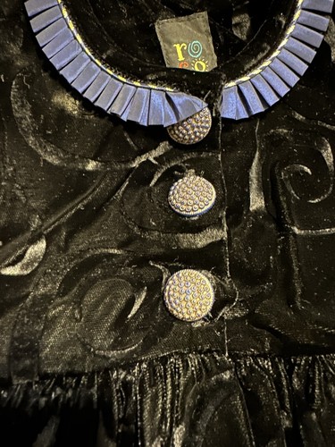 Vintage Rokoko Mädchen Kleid oder Mantel schwarz Samt Knopfleiste Rüschen Ausschnitt Gr. 2 - Bild 3 von 9