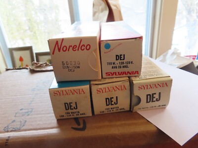 SYLVANIA Model DEJ PROJECTOR Lamp Bulb . 750W-120-125V. Avg 25 Hrs. Lot Of (5).