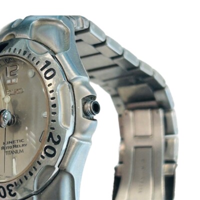 Vintage Watch Seiko Kinetic Auto Relay Date Titanium 5J22-0B89