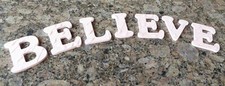 Handpainted Hand Painted Wood Wooden Handcrafted Letters BELIEVE Pink