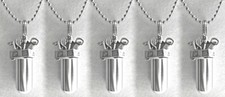Set of FIVE Silver Toolbox CREMATION URN Necklaces w/Velvet Pouches  Fill Kit