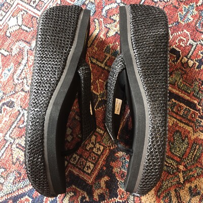 NWOB Volatile Island Raffia Wedge Flip Flop Sandal Size 11 Black