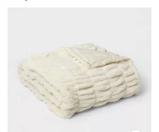  Faux Fur Throw by Threshold Signature Use as Bed spread, Blanket, Sofa cover