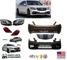 Front Rear Bumper Upgrade Body Kit 18+ S65 AMG For Mercedes S Class W222 W/Grill