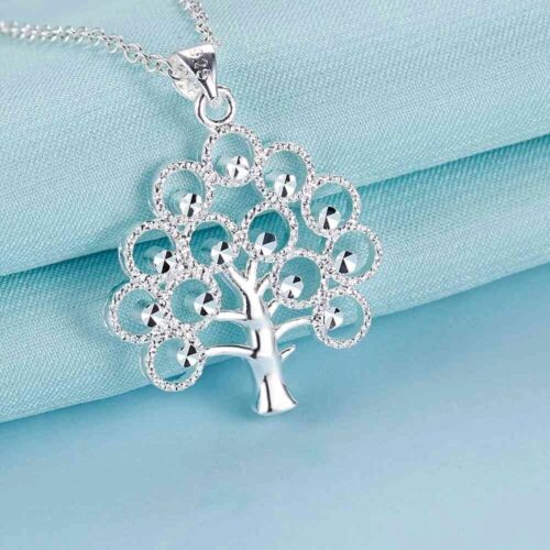 New 925 sterling silver fine elegant tree pendant Necklace for women jewelry - Picture 1 of 5