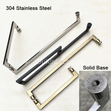 304 Stainless Steel Solid Base Shower Door Handles L Glass Door Pulls Towel Bar