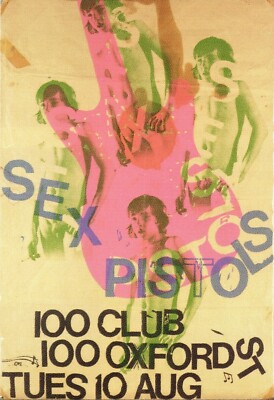 SEX PISTOLS '100 Club - London' RARE Concert Window Poster 1976