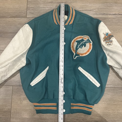 DeLong Miami Dolphins Varsity Jacket - Super bowl VII VIII Leather & Wool NFL - Picture 5 of 9