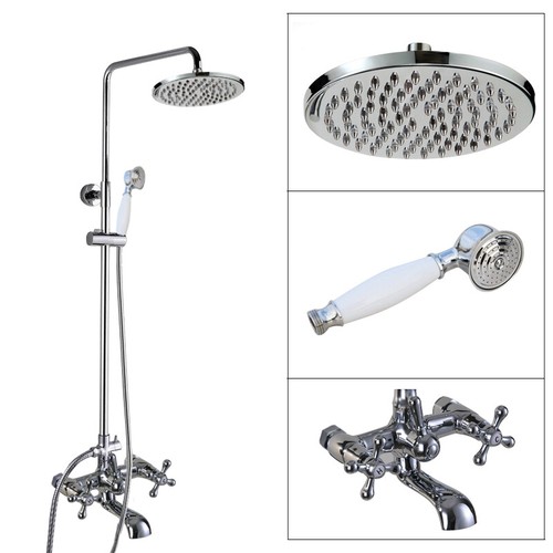 Wall Mount Chrome Brass Bathroom Rainfall Shower Faucet Set Tub Mixer Tap Dcy320 - Picture 3 of 8