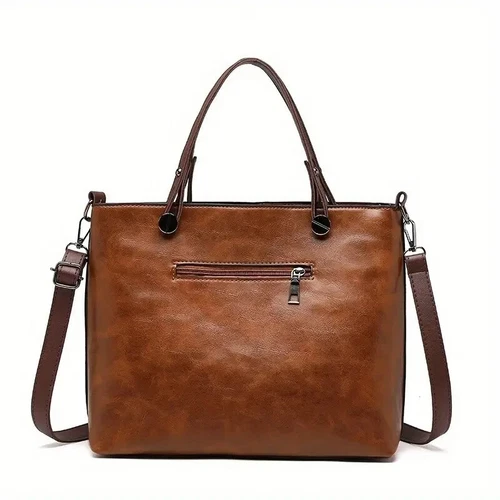 Bolso de mano grande de cuero de lujo para mujer Bolso cruzado de hombro para dama en marrón - Imagen 3 de 16