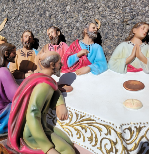 Vintage 3-D LARGE Jesus The Last Supper Statue Wall Plaque / Standing Figurine - Picture 11 of 23