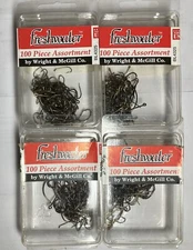 Lot of 2 Wright & McGill 100 Piece Assortment Freshwater Fishing Hooks BL4325