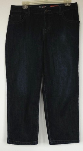 Dark Blue Stretch Denim Capri Jeans 