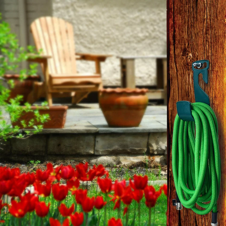 Garden Hose Hanger Spigot/Wall Mount Water Hose Holder Hook Dark Green - Image 2 of 4