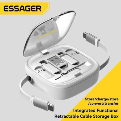 Essager Fast Charging Data Travel Multi Functional Cord With Holder Storage Box