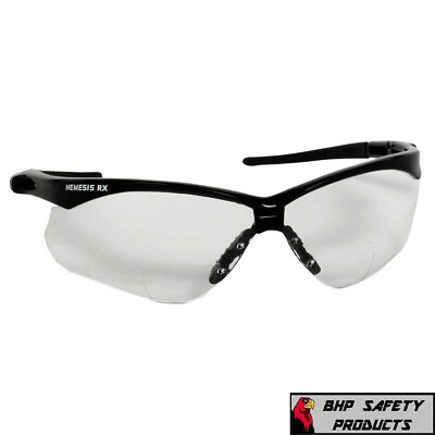 #ad KLEENGUARD NEMESIS RX READERS CLEAR LENS BLACK FRAME SAFETY GLASSES W BIFOCALS $12.75