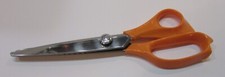 Vintage 60's Orange Handle Japan Stainless Steel Sewing Pinking Shears Scissors