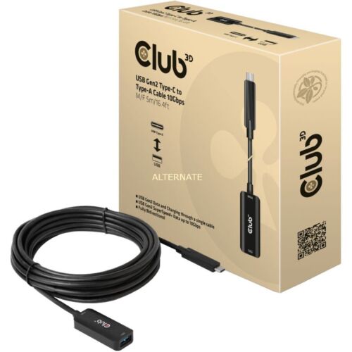 CLUB3D USB Gen2 Type-C to Type-A Cable 10Gbps M/V 5m - Picture 1 of 1