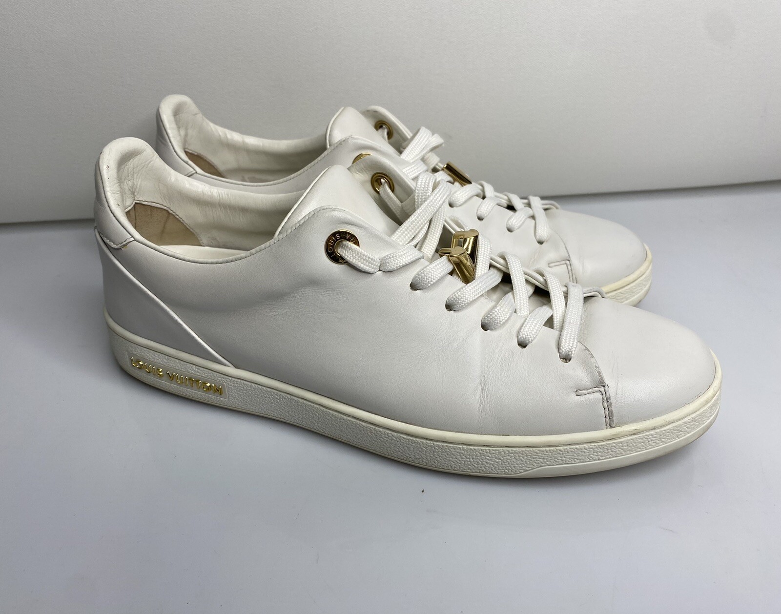 Women’s Louis Vuitton Sneakers Frontrow V Emblem Leather White Size 38,5 image 6