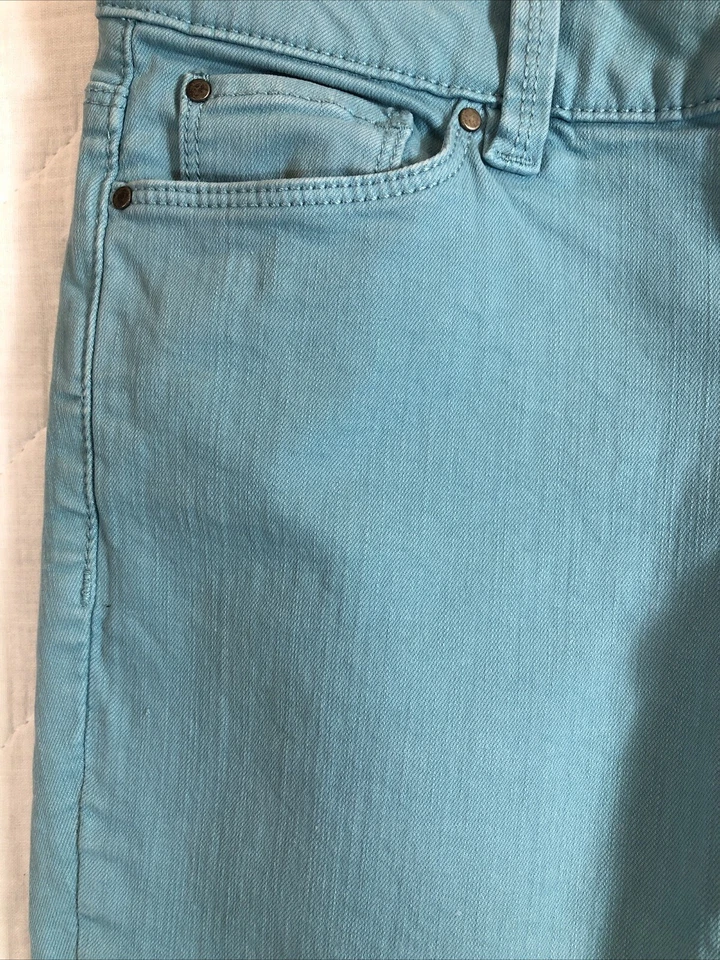 Pantalones de mezclilla Ann Taylor Loft para mujer 0P azul calce moderno recto pequeño tiro bajo Foto 4 de 4